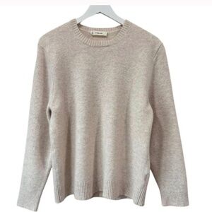 Everlane Mens Large Premium Merino Wool Crew Neck Sweater Cream Heathered Oat